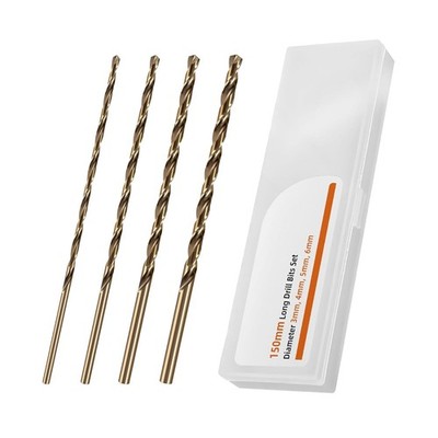 4 PCS 150mm Long HSS Cobalt Drill Bit Set 3mm-6mm for Hard Metal Steel