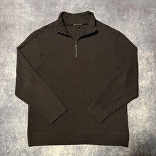Banana Republic Mens Dark Gray Textured Knit 1/4 Zip Pullover Sweater XL