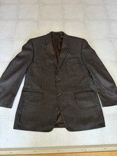 Andrew Fezza Blazer Mens 42R Brown Houndstooth Windowpane Two Button Ventless