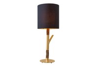 Tischlampe Tischleuchte Modern 74 Cm Hoch Holz Stoff In Gold Schwarz Natur E27