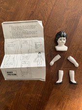 Vintage China Doll Head/Arms/Legs Kit With Instructions Black Hair