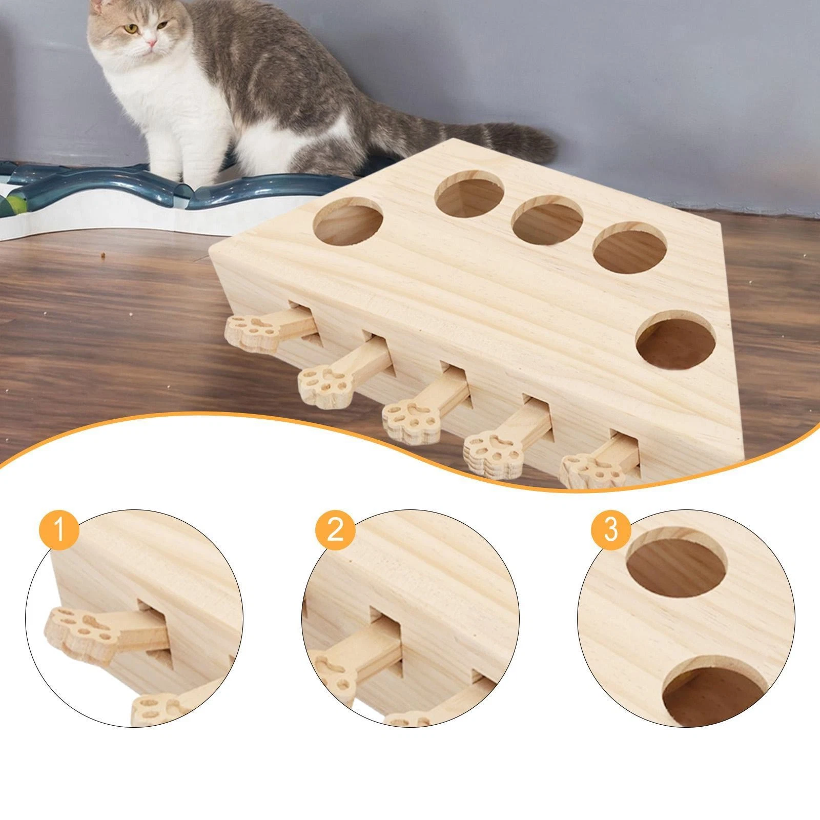 Whack A Mole Cat Toy for All Ages Cats Kittens Wood