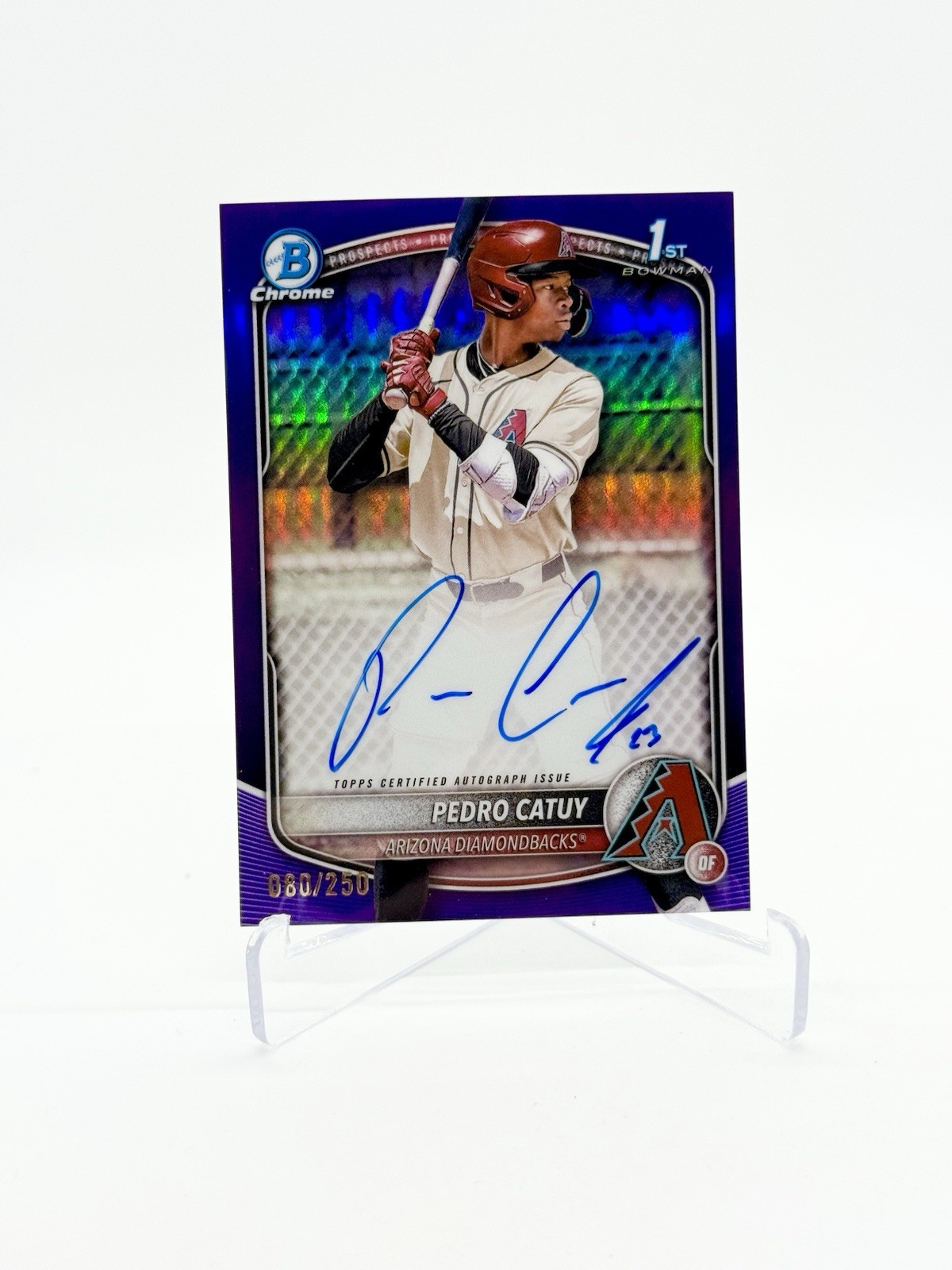 2025 Bowman Chrome Pedro Catuy Auto Purple Refractor /250 1st Diamondbacks HD2