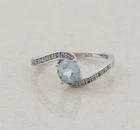 Sterling Silver Natural Blue Topaz & White Zircon Ring Size 9 1/4 Vintage Avon