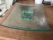 Annieglass Art Glass Pedestal Plate or Shallow Bowl 1993