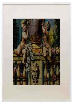 639013 Szene mit Cherubs Santa Ana Platz Madrid Spanien A3 A4 gerahmter Druck Bild