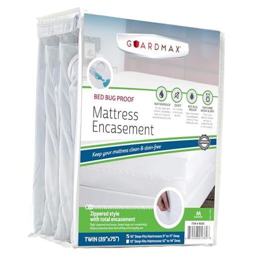 Zippered Mattress Encasement - Size - 100% Waterproof and Bed Bug Twin White