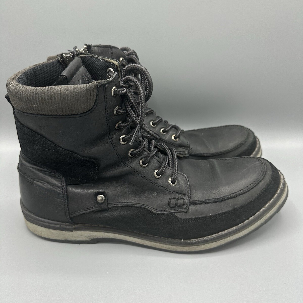 GBX Black Leather Boots Men display picture 1