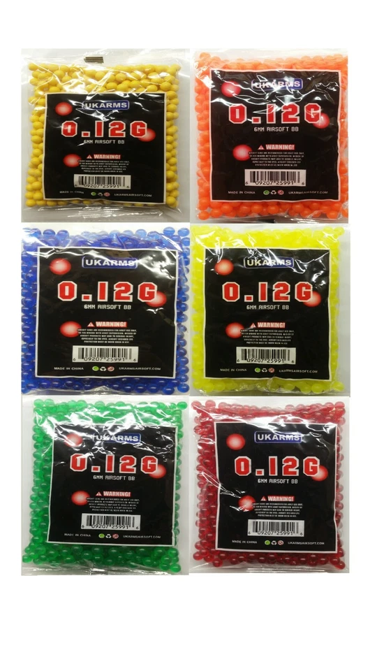 UK ARMS 1,000 AIRSOFT BBs Pellets 6mm .12g BB For Pistol Gun Rifle AMMO DIFFERENT COLOR