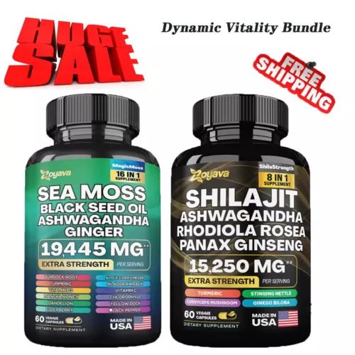 Dynamic Vitality Bundle , Sea Moss Multivitamin & Shilajit Power Combo - 60 Caps - Bild 1 von 10