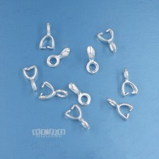 10 Small Sterling Silver Arrow Pendant / Earring Pinch Bail Connectors 44319