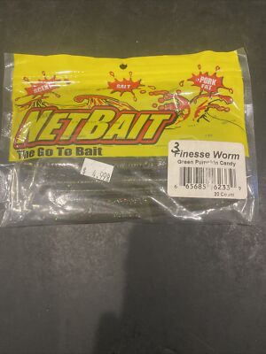 NetBait 4.75  Finesse Worm Green Pumpkin Candy