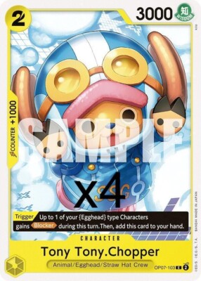 4X One Piece Card Game Tony Tony.Chopper OP07-103 Common NM
