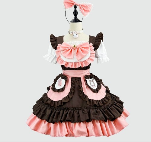 Hot Mens Plus Size Coffee Uniform Lolita Maid Dress Cosplay Costume Party Unisex - Picture 6 of 6