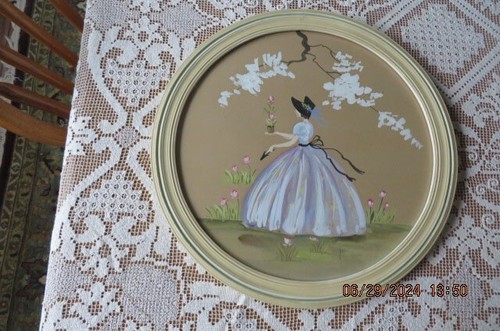 1940s Handpainted Picture of Southern Belle-great condition