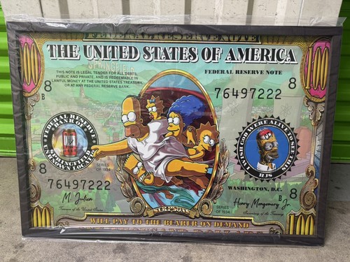 The Simpsons Dollar Bill 22 X 32 Inch Poster Frame - Picture 2 of 3