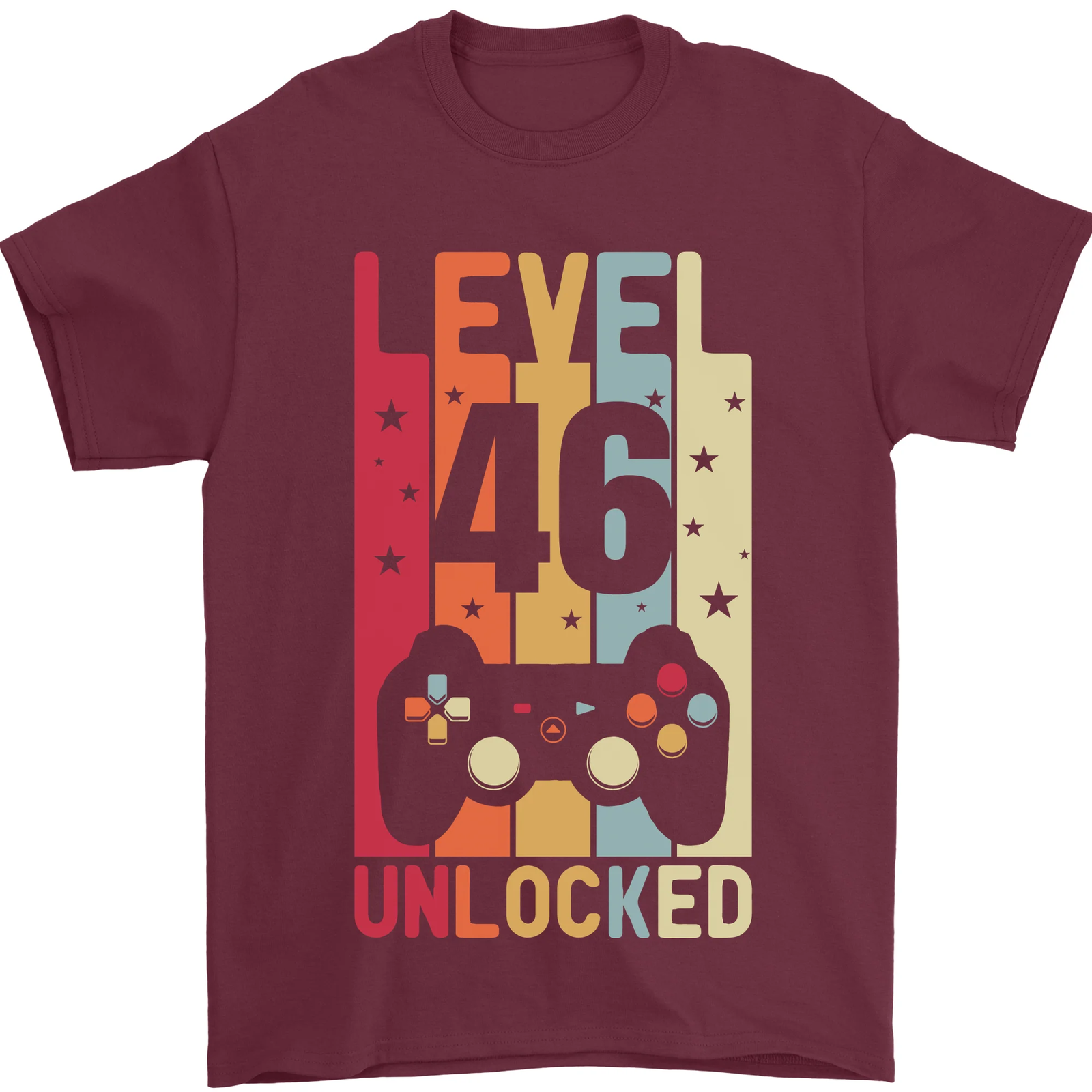 46th Birthday 46 Year Old Level Up Gaming Mens T-Shirt 100% Cotton