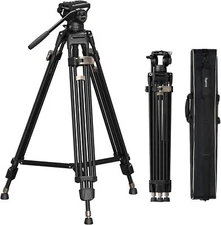SmallRig AD-80 75" Video Tripod w/ fluid Head, Aluminum Alloy Heavy-Duty Tripod