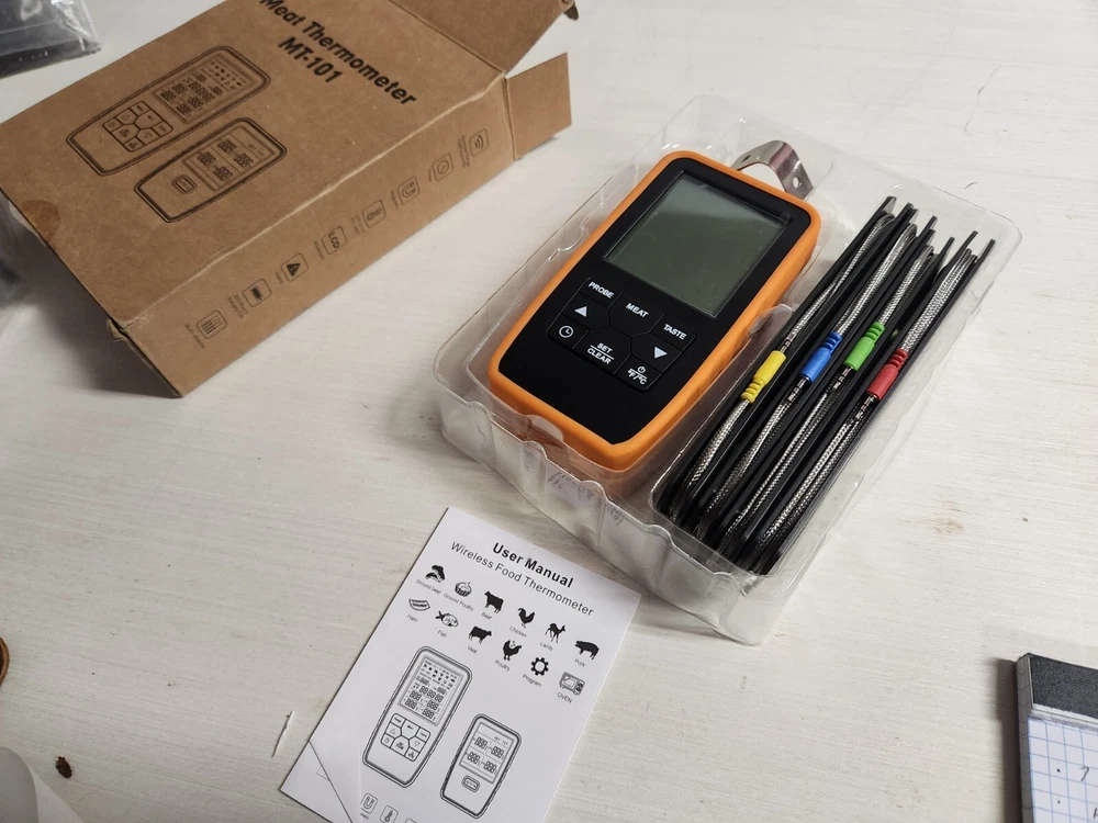 Meat Thermometer MT-101 with 4 probes. Digital. With wireless receiver. Black