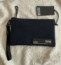 Versace Jeans Couture Women Dark Blue Polyurethanic Resin Wristlet Bag E3yzap90 