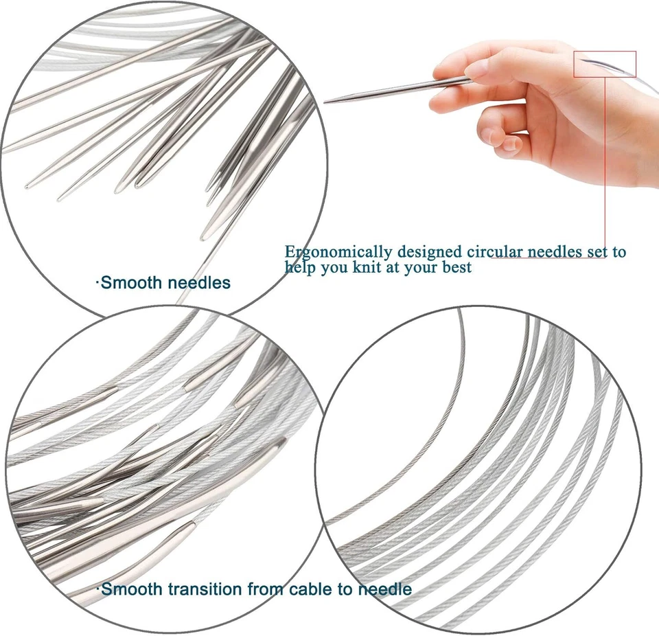 Circular Knitting Needles Set 80cm, Metal Circular Needles with Case and Needle - image 2 of 4