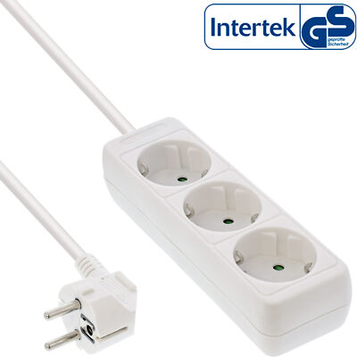InLine  Steckdosenleiste, 3-fach Schutzkontakt, 5m, weiß