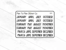 1537~~Months of the Year Script Planner Stickers.