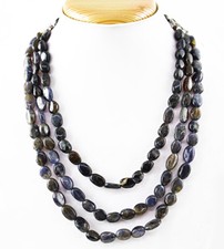 428.00 Cts Natural Untreated Iolite Oval Shape Beads Single Strand Necklace