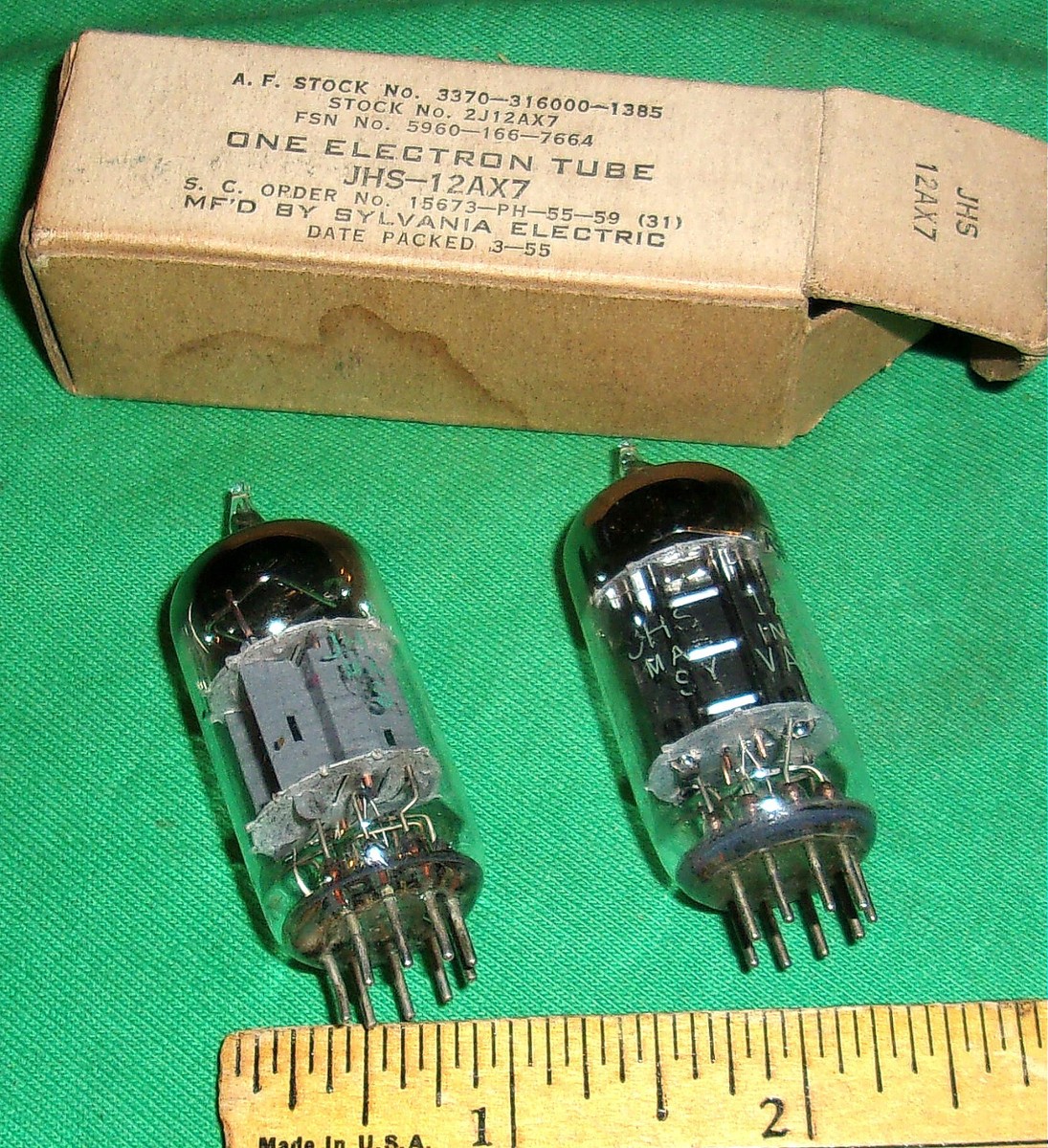 RAYTHEON 真空管 7本セット 1-NOS JHS-12AX7 1955 & 1-used JHS-12AX7 Twin Triodes Test