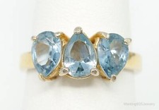 Vintage Blue Topaz Gold Vermeil Sterling Silver Ring Size 7