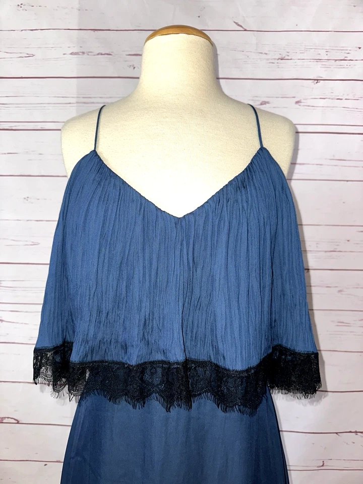 HALSTON наследия вечер размер 8 кружева отделки короткое платье новый с Ярлыками $395 бирюзовый синий вечеринки - Изображение 2 из 4