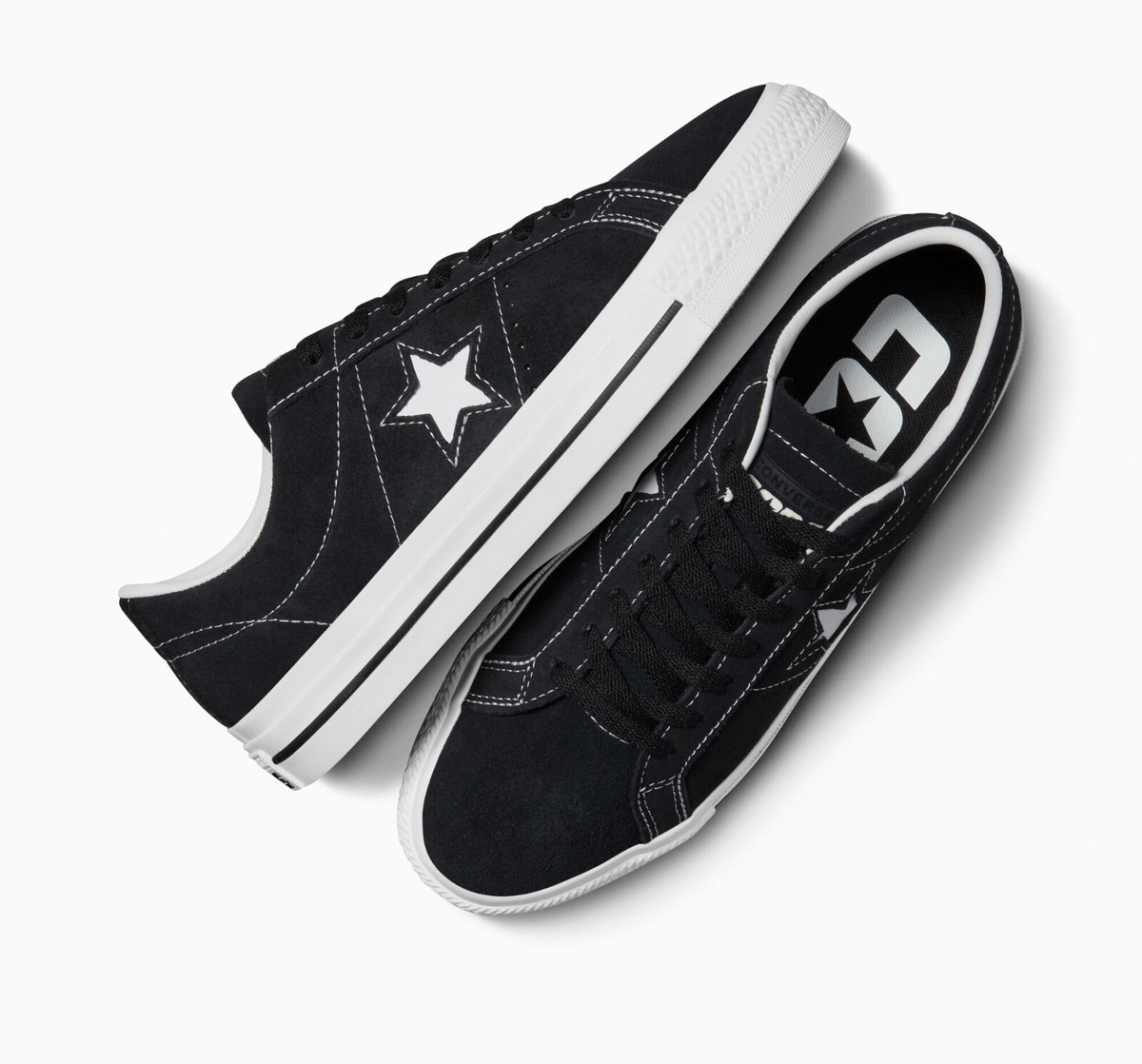 靴 converse CONS ONE STAR PRO Converse One Star Pro Black & White Suede Skate Shoes | Zumiez