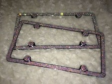1 Set AB CLEAR DIAMOND Crystal Bling License Plate Frame Austrian Rhinestone