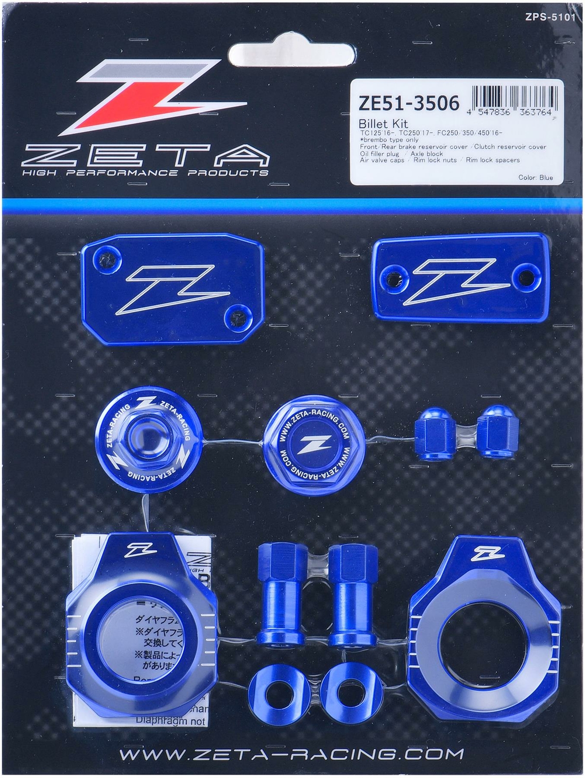ZETA Billet Kit Blue Husqvarna TC 16-21 FC 16-21 MX Motocross Off-Road