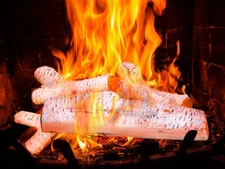 6 Piece Ceramic Wood Set For Gas Fireplace Fake Burning Logs Fire Place Decor