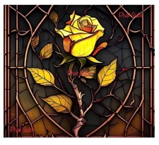 20oz Sublimation Tumbler Wrap Stained Glass Rose Ready To Press Heat Transfer