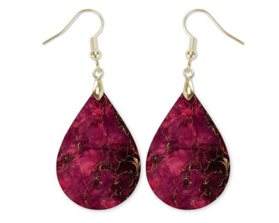 Burgundy Magenta Dangle Teardrop Earrings