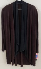 NEW Vikki Vi open cardigan Womens sz 2X brown black SLINKY drape USA made vtg