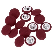 15Pcs Fabric Cloth Covered Button, 15mm 24L Metal Shank Buttons, Wine Red