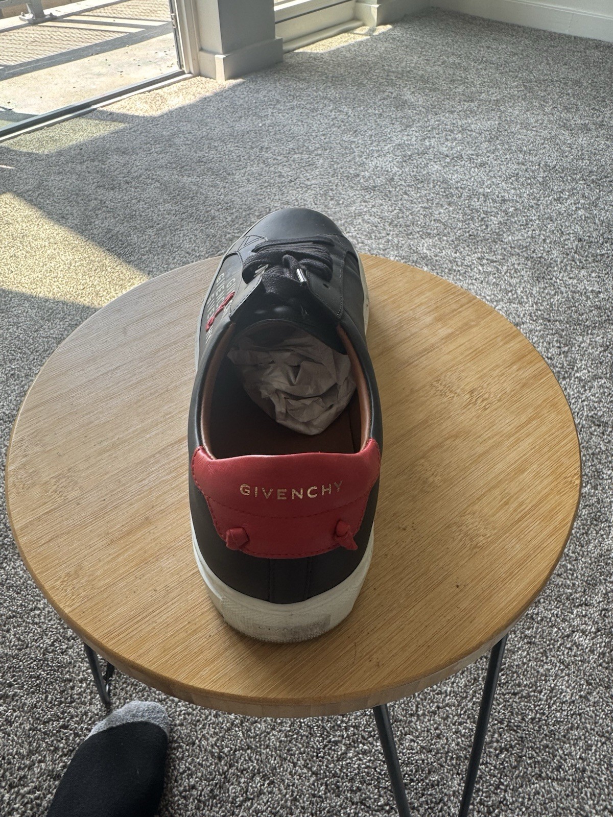 Givenchy Men's Black Red White Logo Leather Lace Up Sneakers thumbnail 2