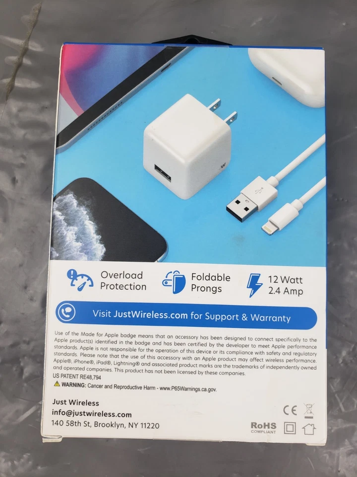 Nuevo Lote de 3 Cargador de Pared para el Hogar JUSTO INALÁMBRICO y Cable de 5 pies para Apple iPhone iPad Foto 3 de 3
