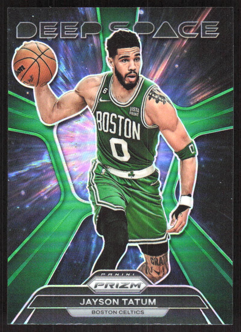 1742G 2023-24 Panini Prizm #10 Jayson Tatum Deep Space Prizms Green