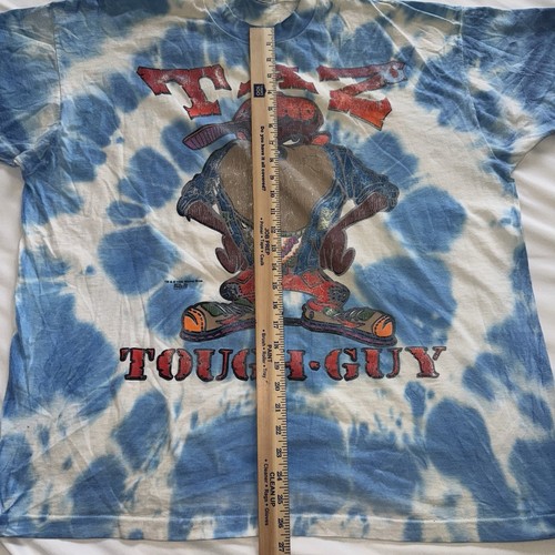 Vintage Taz Tough Guy 1995 Warner Bros Tie-Dye Size XXL Single Stitch Blue - Picture 5 of 7