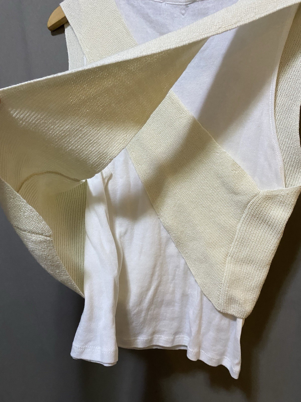 NWOT ZARA Women Sleeveless Layered-Look Faux 2-Piece Knit Top Size L White/Cream thumbnail 10