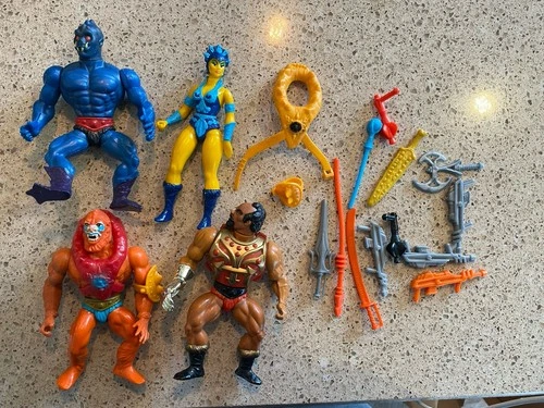 Vintage MOTU He-Man figure lot W/Weapons MASTERS OF THE UNIVERSE Mattel 1980s L5