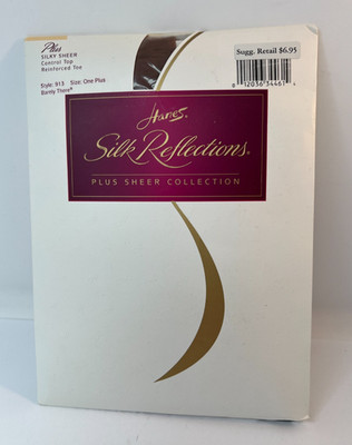 Hanes Silk Reflections Plus Pantyhose Size One Plus Barely There Control Top