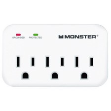 Monster 1601 White 1200J 3-Outlet Just Power It Up Surge Protector Wall Tap