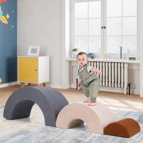 3 PCS Toddlers Climbing Toys w/Elastic Filling Baby Foam Blocks Crawling Tunnel - Picture 4 of 10