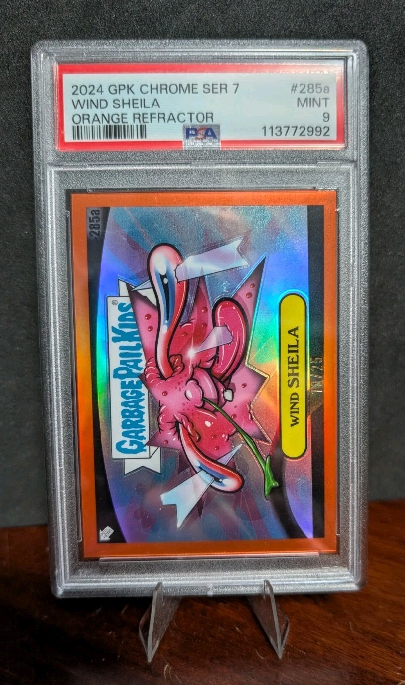 Garbage Pail Kids Wind Sheila Chrome 2024 Series 7 Orange Ref. #d /25, PSA 9