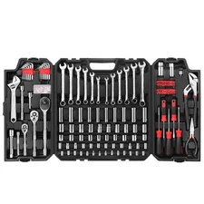 248 Pieces Mechanics Tool Set, General Purpose Mixed Sockets and Wrenches, Ha...